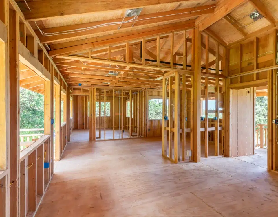 Residential home framing under construction in by Arry's Construction by licensed construction contractor